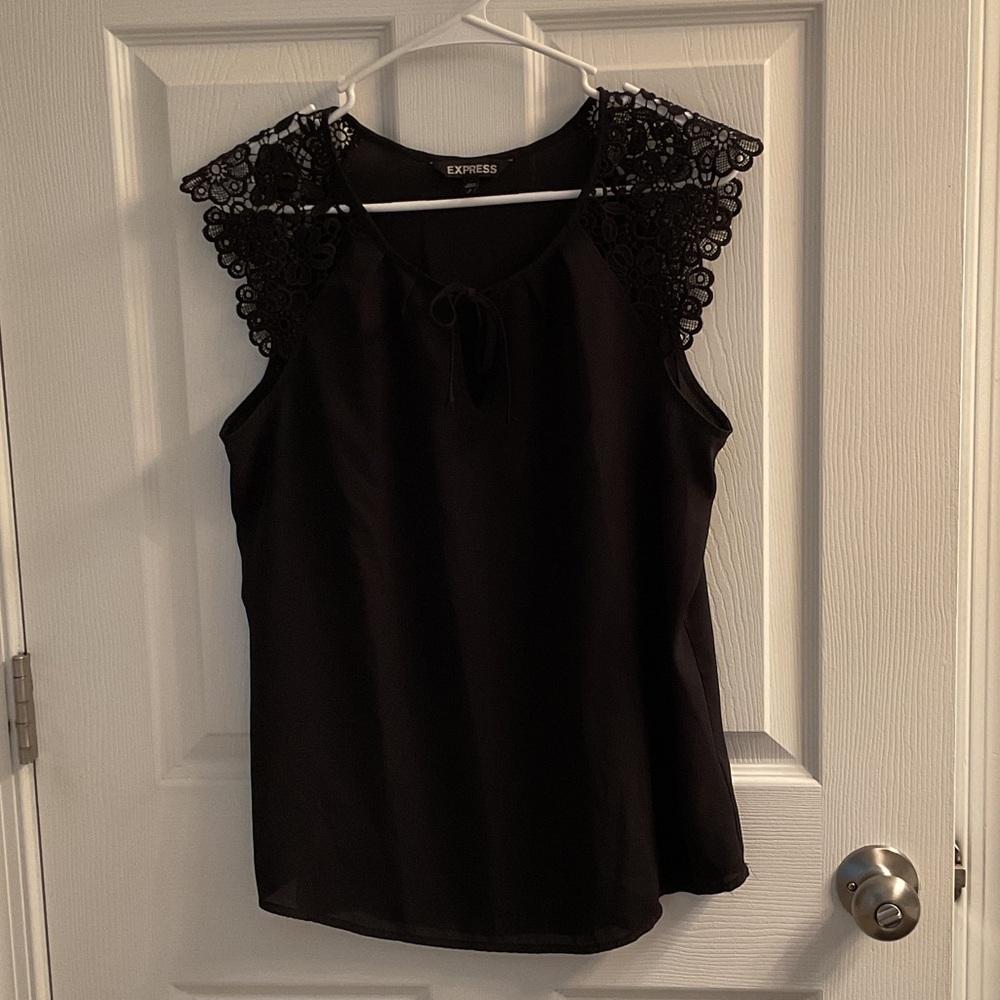 Express Black Lace Cap Sleeve Women's Top